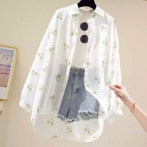 Mickey Mouse Sheer Button Up Blouse in Green